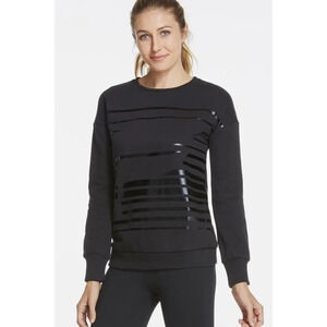 Fabletics Black Snowshoe Graphic Pullover Top